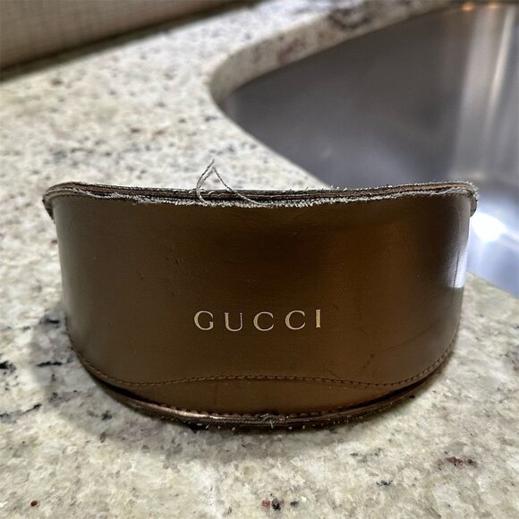 Gucci Brown Soft Shell Sunglasses Eyeglasses Case Luxury Solid - Picture 1 of 5